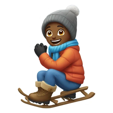 boys enjoying winter fun sticker