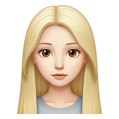 woman with pale skin, long straight blonde hair, brown eyes sticker