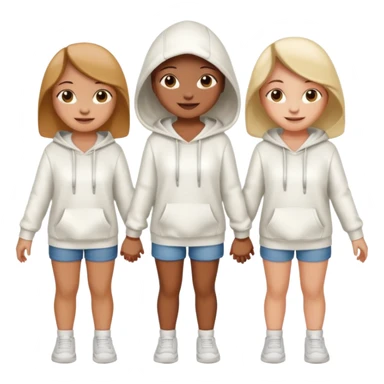 3 girls holding hand wearing white hoodie sticker