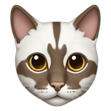 european cat with dark pinstripe tabby color and dark brown wool with white breasts and brown nose sticker