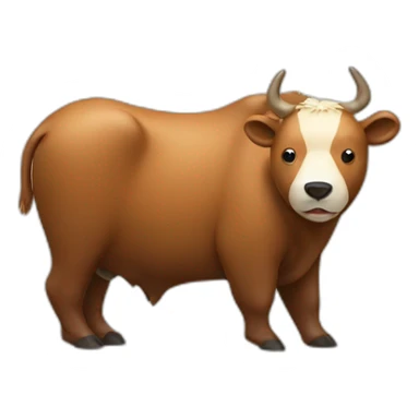 Bear sitting on cow sticker