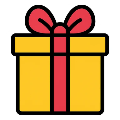 yellow giftbox, color icon style sticker