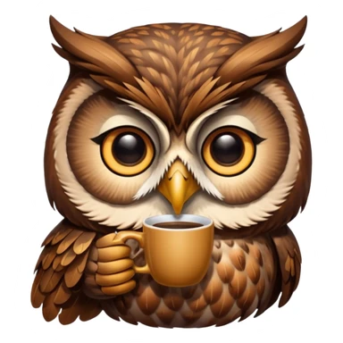 kahve içen baykuş sticker