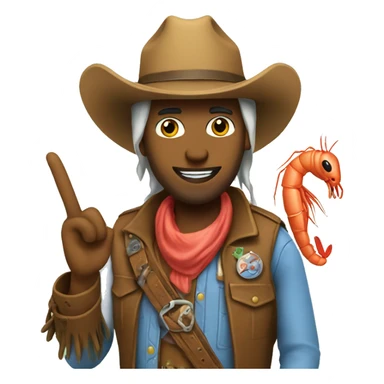 Cowboy shrimp with peace sign up  sticker