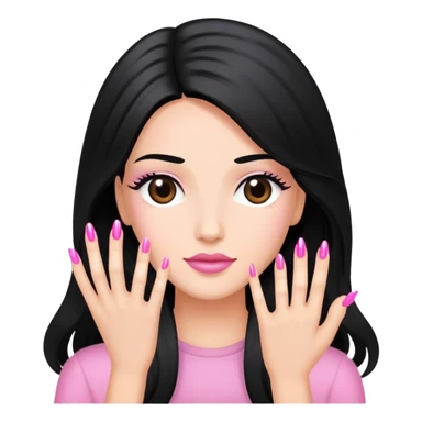 Pink Nail Tech with black long hair sticker