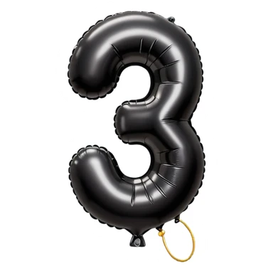 shiny black balloon number 1 with a string, classic emoji style sticker