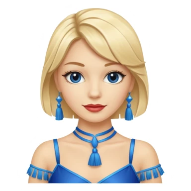 blue jazz style dance costume with tassels on blonde sticker