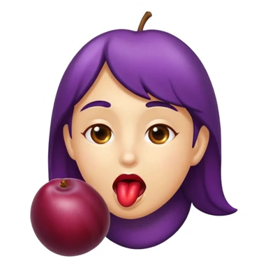 Licking a plum sticker