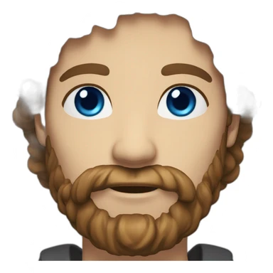 man long brown hair, beard with blue coloured eyes sticker