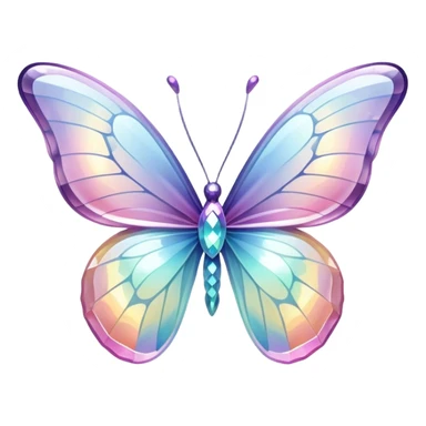 Sparkly glossy Pastel iridescent glass crystal butterfly sticker