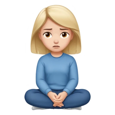 Девушка со светлыми волосами сидит и не может разобраться со своими мыслями  sticker