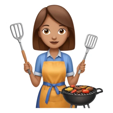woman grilling bbq with grill and apron sticker