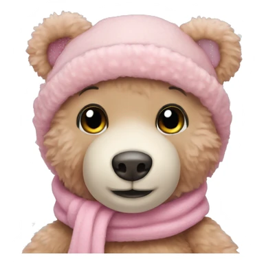 Pink Teddy Bear Winter sticker