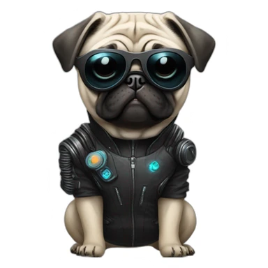 pug with black sunglasses and wearing a cyberpunk suit sticker