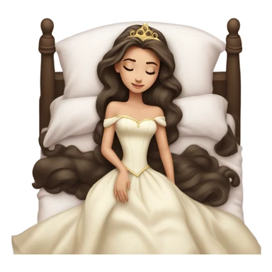 Sleeping brunette beauty princess Disney, bed, white skin sticker