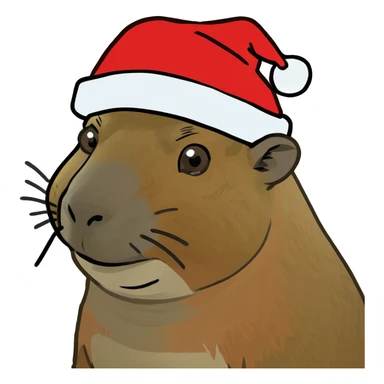 Capybara with Christmas hat sticker