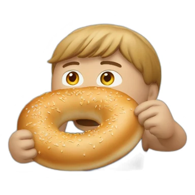 Man aggressively eating bagel sticker