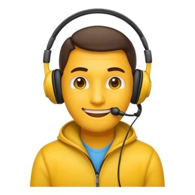 Un emojis feliz con audífonos puestos pero sin  naris un sencillo el emojis  hombre sticker