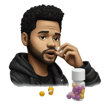 The Weeknd taking pills sticker