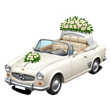 Luxury convertible car with wedding decorations, in profile sticker