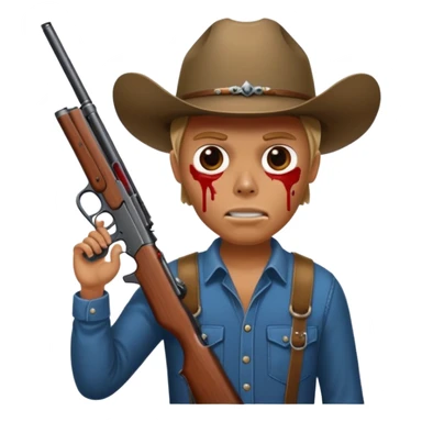 Country hick with a shotgun. From the chest to. In the style of your bleeding skull art sticker