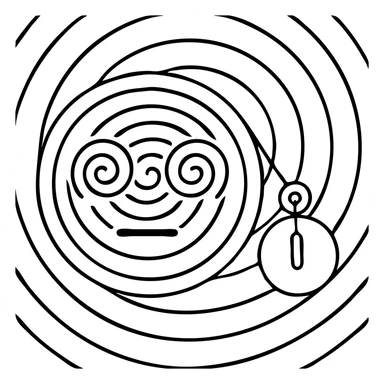 Add a hypnotic swirling background behind the face, maintaining the outlined icon style. sticker