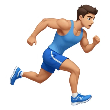 brunette buff man with blue shorts running very fast sticker