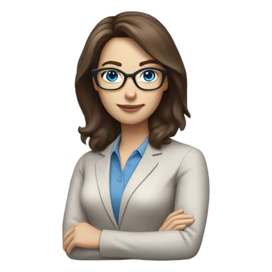 Shoulder length brown hair pale beautiful corporate woman with glasses and blue eyes sticker