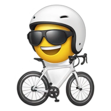 Grinning emoji with white cycling helmet and sports shades sticker