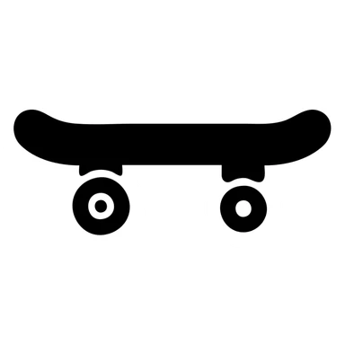 A skateboard in a black filled icon style, with a bearing. sticker