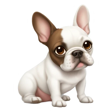 white french bulldog  with a brown stan on a right eye sticker