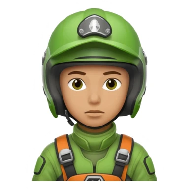 dirtbike rider in green gear thinking about his answer to a question sticker