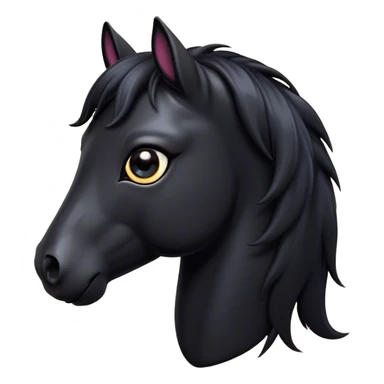 Cinematic Cute Black Horse Portrait Emoji, Head tilted playfully and inquisitively, showcasing a glossy black fur with a striking sheen and expressive dark eyes filled with curiosity, Simplified yet irresistibly adorable features, highly detailed, glowing with a warm, friendly glow, high shine, affectionate and spirited, stylized with a touch of whimsy, bright and endearing, soft glowing outline, capturing the essence of a mischievous yet loving horse, so playful it feels like it could trot out of the screen and into your arms! sticker
