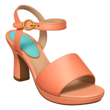 A 3D cartoon Peach coral open-toe sandal with ankle straps and smooth curved sole, isolated plain background, Memoji-style rendering. sticker