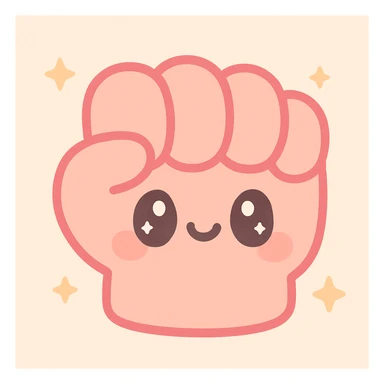a fist in kawaii style, cute and colorful sticker