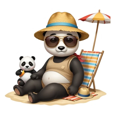 Person with Panda a panda seating at the beach sticker