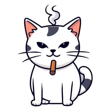 smoking cat in tee sticker