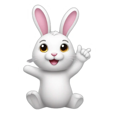 A bunny with a raised hand  sticker