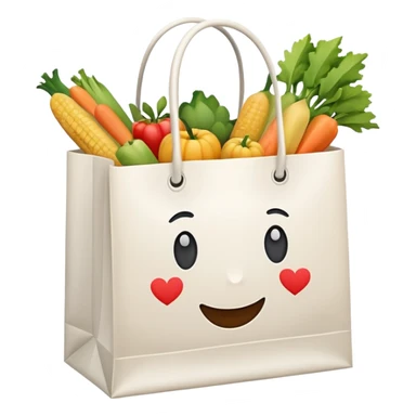 white shopping bag without face, and there are something full inside it sticker