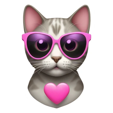Cat with pink heart sunglasses sticker