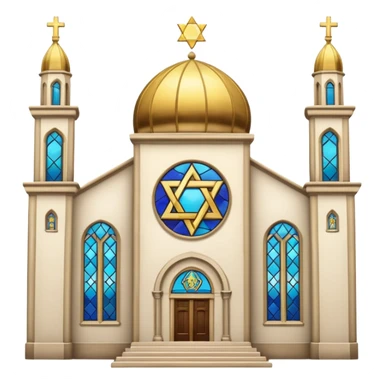 reform jewish synagogue similar in architecture to historical churches (pretty and magnificent), white in color, in ios emoji style sticker