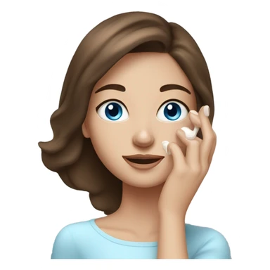 Skin care cream on white freackles skin of a brunett blue eyes girl  sticker