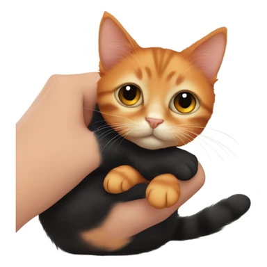 little orange cat hugging a little black cat sticker