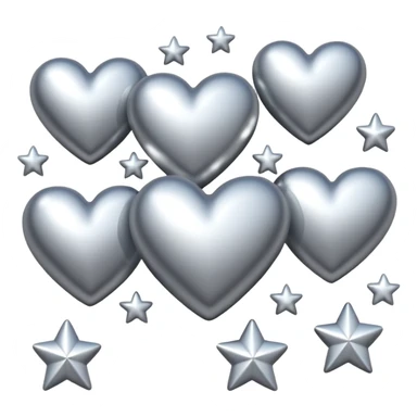 Silver hearts and stars sticker