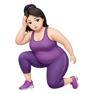 Sad fat girl doing clamshell dark hair sticker