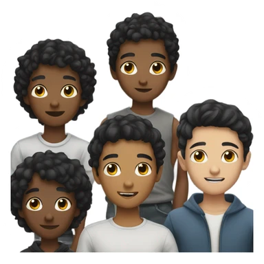 group of boys with black hair sticker