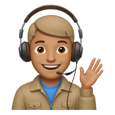 happy guy listening to music on a headset sticker