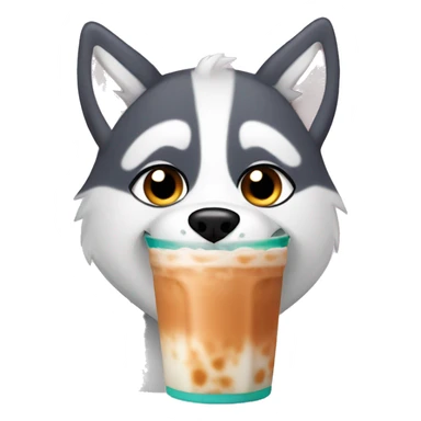 Husky drinking boba tea sticker