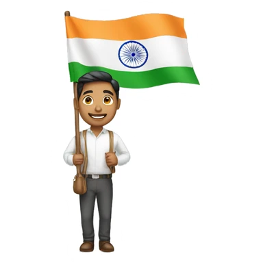 man holding india flag sticker