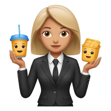 woman with suit holding food container sticker